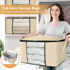 Fab totes 8 Pack Clothes Storage, Foldable Thick Fabric Blanket Storage Bags - Image 5