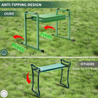 FLINTER Garden Kneelers Seat, Stable and Save Tip-Resistant Design 10.2" Wider Garden Kneeler and Seat with Handle, Heavy Duty Gardening Stool for Seniors, Gardening Weeding Bench for Parents - Green - Image 2