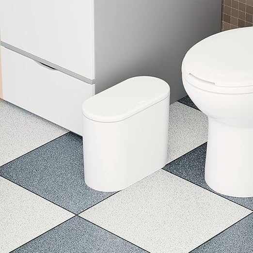 Yieach White 3.17 Gallon Slim Small Bathroom Trash Can - Image 2