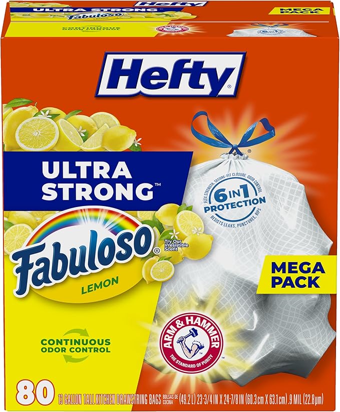 Hefty Ultra Strong 13 Gallon Trash Bags, Tall Kitchen Trash Bags 13 Gallon Size by Hefty