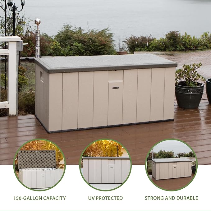 LIFETIME 60254 Heavy-Duty Outdoor Storage Deck Box, 150 Gallon, Desert Sand/Brown - Image 3