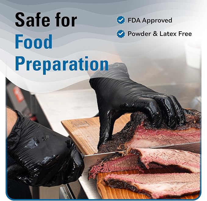 Nitrile Gloves Disposable Latex Free, 4 Mil Black Food Grade Powder Free Rubber - Image 2