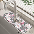 Watercolor Rose Peony Floral Dish Drying Mat by Unknown