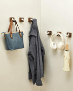 3 Pack White Wall Coat Hook Rack, Modern Coat Hooks Black Walnut Wood Black - Image 2