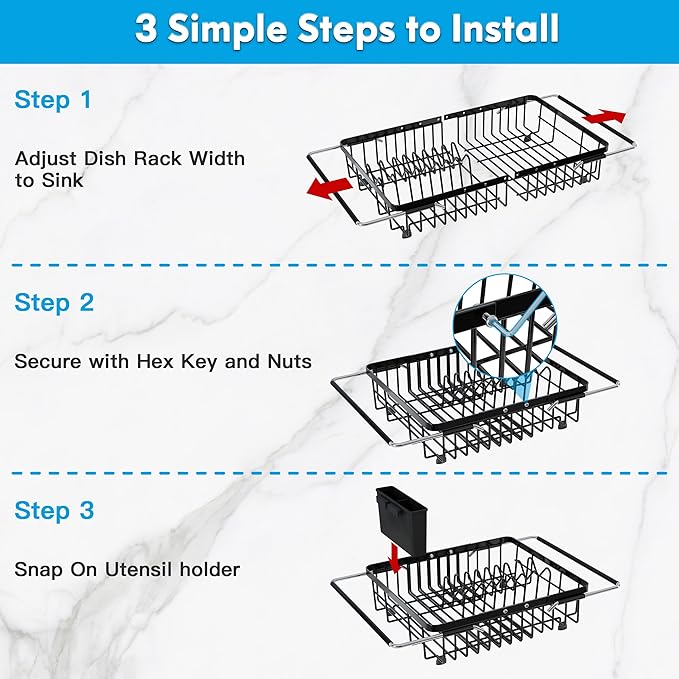 JASIWAY in Sink Dish Drying Rack, Expandable Stainless Steel Dish Drainers - Image 8