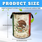 Vintage Mexican Flag Laundry Basket Funny Oxford Cloth Laundry Hamper - Image 2