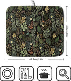 Black Green Botanical Dish Drying Mat - Image 2