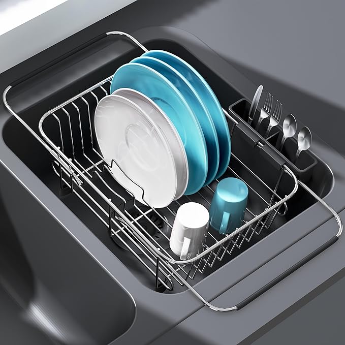 Apartment RV Small Dish Drainer Drying Rack Over The Sink In Stainless Steel by JASIWAY