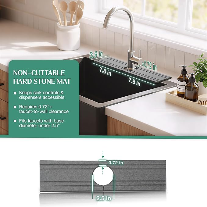 Stone Faucet Mat for Kitchen Sink Splash Guard 15.7" x 3.9" - Image 4