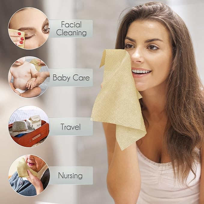 Bamboo Rayon Disposable Face Towel Biodegradable Large Dry Face Wipes 120 Count - Image 6