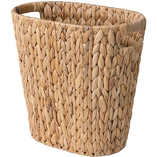 StorageWorks Wicker Waste Basket, Handwoven Water Hyacinth Trash Can by StorageWorks