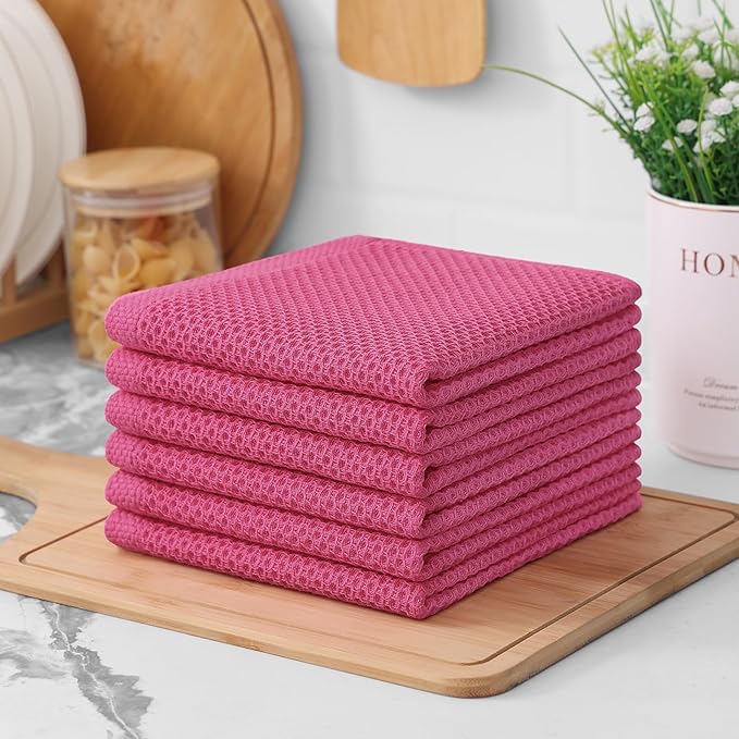 Kitinjoy 100% Cotton Kitchen Dish Cloths, 8 Pack Waffle Weave Ultra Soft - Image 7