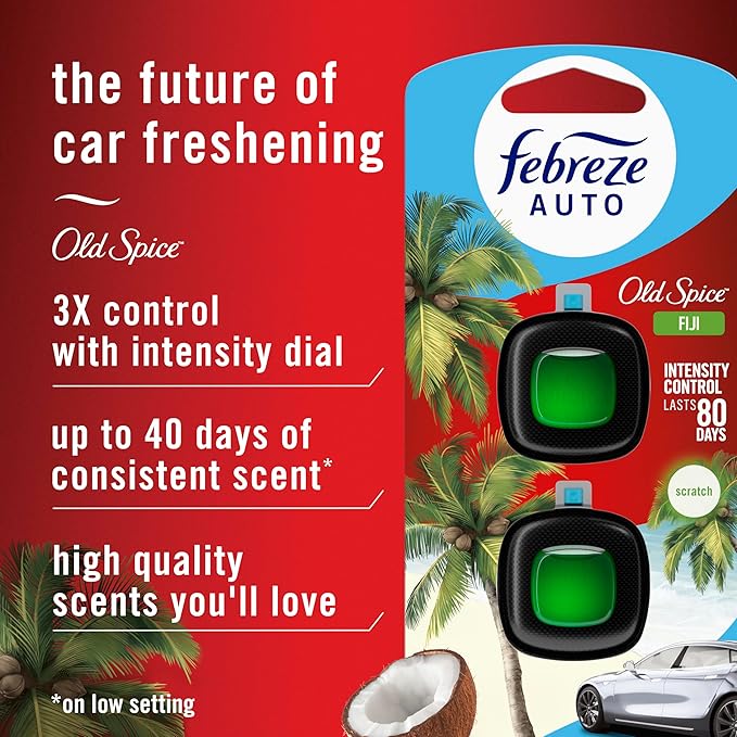 Febreze Car Air Freshener Vent Clip Old Spice Fiji Scent, .07 oz. Car Vent Clip - Image 2