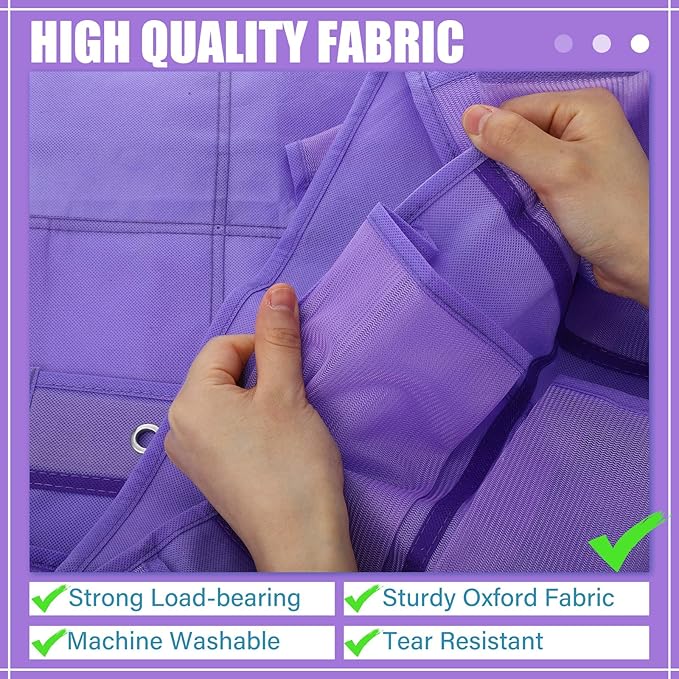 Windyun 40 Large over the Door Hanging Shoe Organizer Purple Mesh Pockets Shoe - Image 5