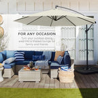 Best Choice Products 10ft Offset Hanging Market Patio Umbrella w/Easy Tilt Adjustment, Polyester Shade, 8 Ribs for Backyard, Poolside, Lawn and Garden - Ivory - Image 3