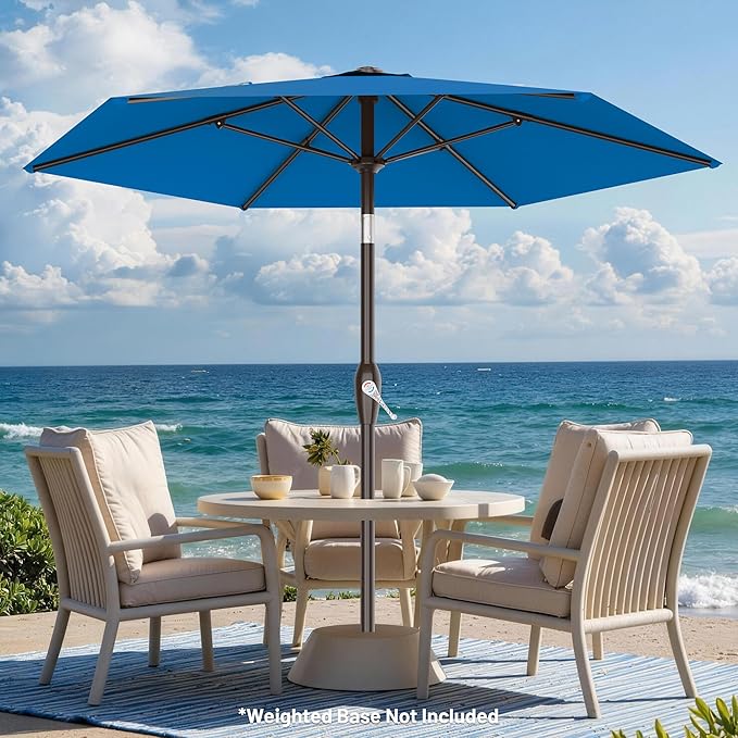 AreShark 7.5FT Patio Umbrella Table Market Umbrella with 6 Sturdy Ribs, Button Tilt/Crank Heavy-Duty Round Outdoor Umbrellas for Garden, Deck, Backyard,and Pool, Royal Blue - Image 4