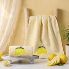 2 Pcs Lemon Hand Towels Lemon Yellow Bathroom Decor 14x29 Inch Embroidered 100% - Image 4
