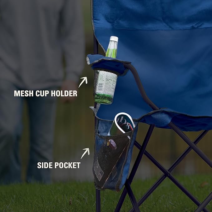 Coleman Portable Camping Chair with 4-Can Cooler, Cushioned Seat & Back with Side Pockets & Cup Holder, Carry Bag Included, Great for Camping, Tailgating, Firepits, Patio, & More - Image 7