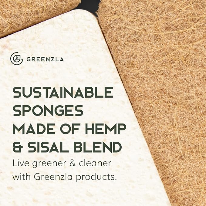 Greenzla Kitchen Sponges, Plant-Based Dish Sponges, Non-Scratch Sisal Hemp - Image 4