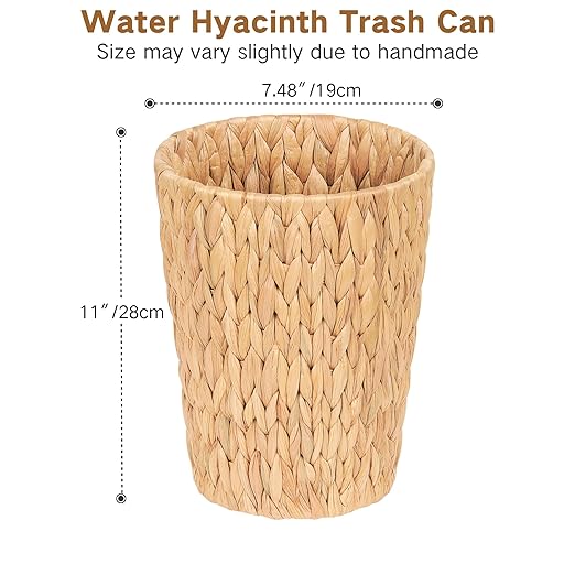 2 Pack Wicker Trash Can, Small Bathroom Trash Can, 2 Gallon Woven Natural Water - Image 4