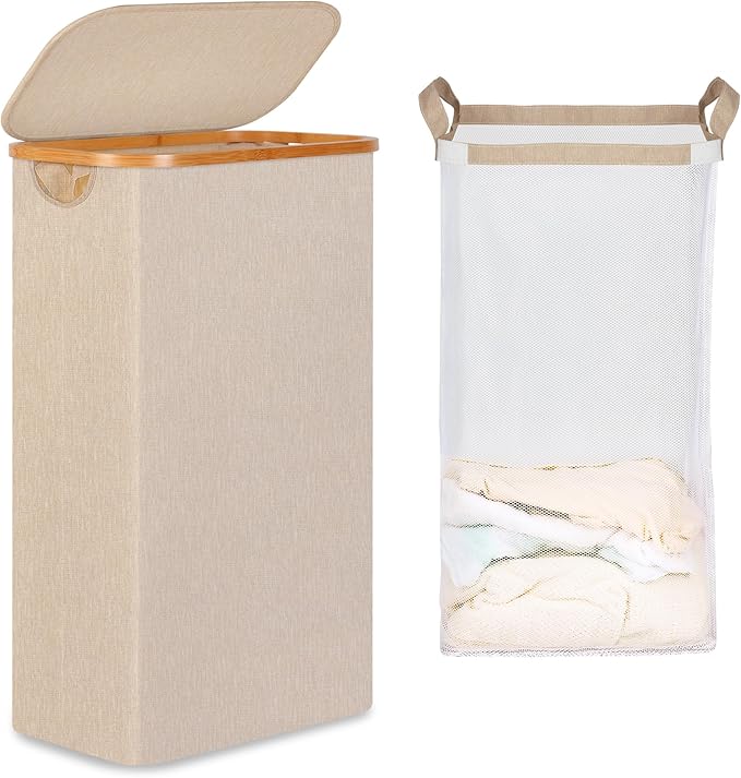 65L Slim Laundry Hamper, Narrow Laundry Basket by iEGrow