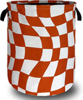 Orange Checkerboard Laundry Hamper Foldable Oxford Cloth Colorful Plaid Laundry by Unknown