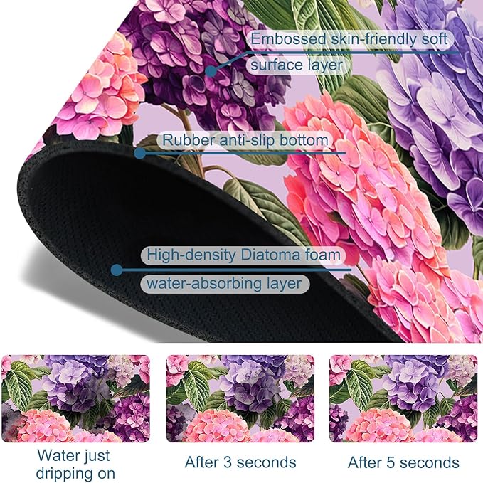 Colorful Hydrangea Sink Splash Guard Faucet Mat Purple Pink Hydrangea Super - Image 3