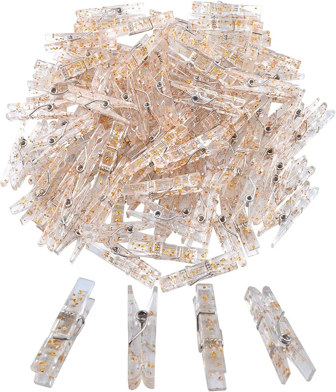 100 Pieces Clear Plastic Utility Paper Clip, Photo Paper Peg Pin, Clothes Line by Aylifu