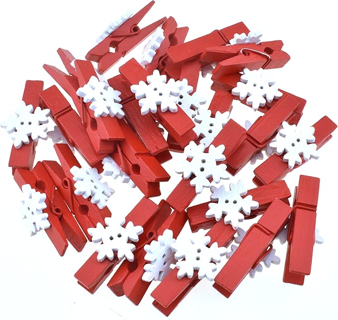 HAHIYO Mini Wooden Snowflake Clothespin Clip Christmas Photo Paper Holders by HAHIYO