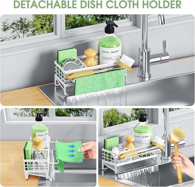 Self-Draining Kitchen Sink Caddy, Rustproof Non-Slip Sponge Holder - Image 6