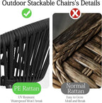 TWT Patio Dining Chairs Outdoor Stackable Dining Chairs for All Weather, Breathable Textilene Garden Outdoor Furniture for Backyard Deck (Black, Set of 4) - Image 5