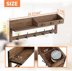 AMBIRD Wall Hooks with Shelf, 26.57 Inch Entryway Wood Coat Hooks - Image 6