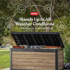 Keter Signature Collection 150 Gallon Resin Deck Box Organization and Storage Box for Patio Outdoor Cushions, Throw Pillows, Garden Tools and Pool Supplies, Ashwood - Image 3