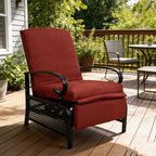 Kozyard Adjustable Outdoor Reclining Lounge Chair, Cushioned Patio Chaise Lounge with Extendable Metal Frame for Sunbathing, Reading & Relaxing – Comfortable Outdoor Recliner(Burgundy) by Kozyard
