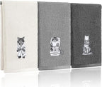 3 Pcs Cat Bathroom Hand Towels Set Cute Black Cat Embroidered Decorative Funny by Unknown