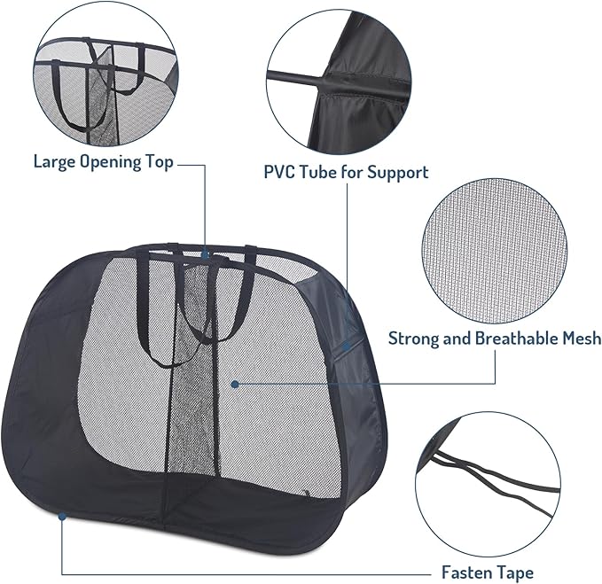 Seiritex Mesh Popup Laundry Hamper 2 Compartment, Collapsible Laundry Sorter - Image 2