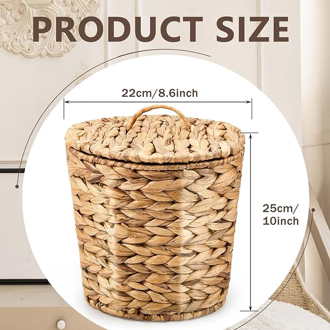Ctosree 2 Pcs Wicker Trash Can Basket Woven Waste Basket - Image 2