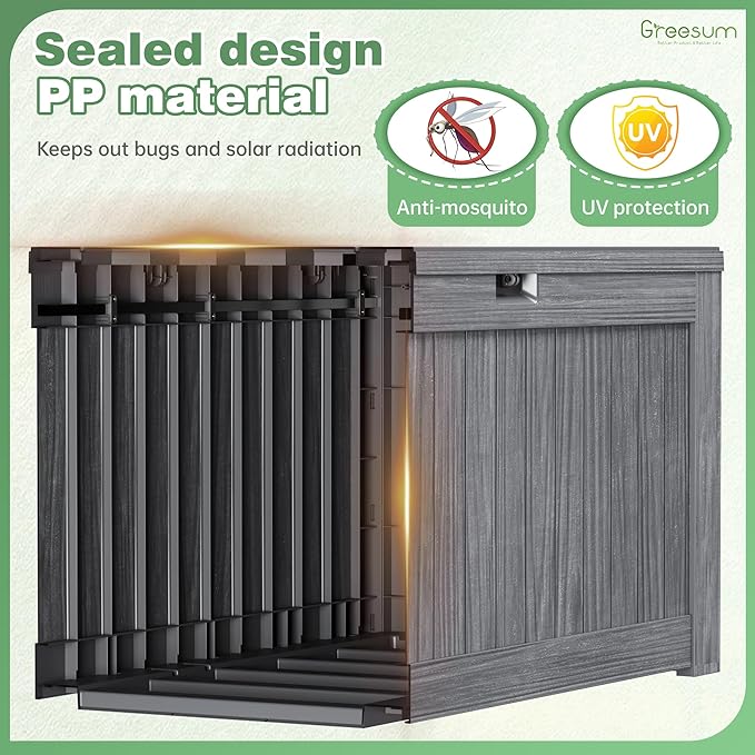 Greesum Outdoor Storage Box 120 Gallon Storage Bin with Lid for Patio Furniture, Garden Tools, Pool Supplies, Lockable, Waterproof and UV Resistant, Gray - Image 6