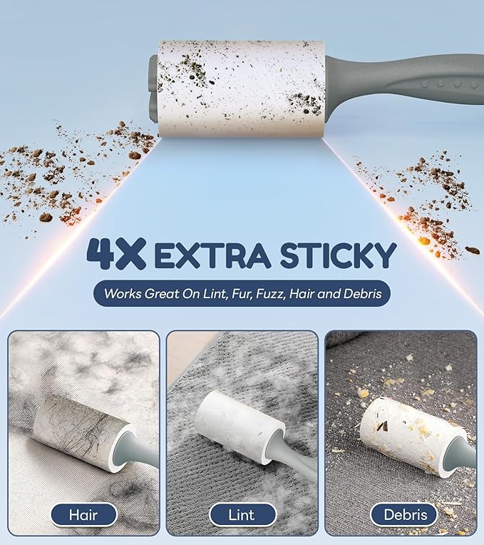 4X Extra Sticky Lint Roller for Pet Hair, Lint Rollers 315 Sheets Mega Value Set - Image 2