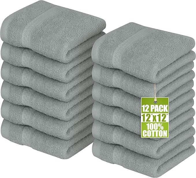 Utopia Towels 12 Pack Premium Wash Cloths Set, 12 by 12 Inches, 100% Cotton by UTOPIATOWELS