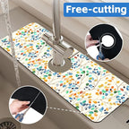 Abstract Watercolor Leaves Sink Faucet Absorbing Mat Sink Splash Guard Faucet - Image 7
