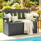 SERWALL HDPE Outdoor Storage Bench, All-Weather, UV-Resistant Deck Box with Waterproof Storage Bags, 57 Gallon Dual-Use Seat & Organizer Deck Boxes for Patio, Garden Tools & Pool (Gray) - Image 2
