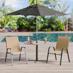 Betterhood Patio Chairs Set of 2, Stackable Outdoor Dining Chairs Set with Breathable Seat Fabric, All-Weather Powder-Coated Metal Frame for Deck, Pool Side and Backyard, 350LBS Capacity (Khaki) by Betterhood