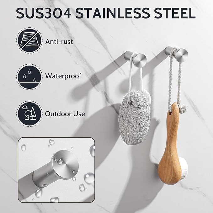 SAYAYO Modern Coat Hooks Wall Mount, Brushed Nickel Towel Hooks - Image 2
