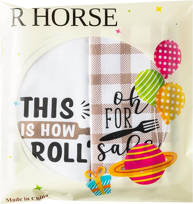 R HORSE 5Pcs Funny Kitchen Dish Towel Set Absorbent Quick Dry Cloth Dish Tea - Image 7