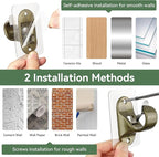 ANDGOO 10 Pack Self Adhesive Curtain Rod Brackets, No Hole Hooks - Image 2
