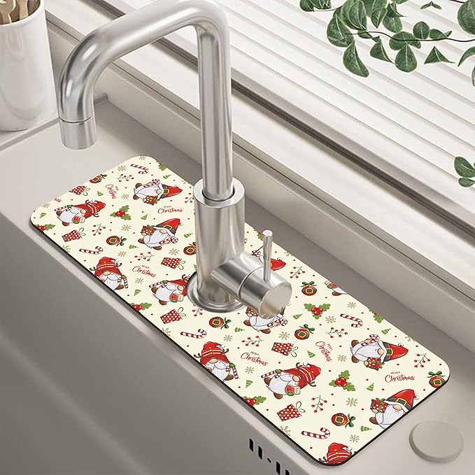 Christmas Santa Claus Kitchen Sink Splash Guard Mat Absorbent Fast Drying Mat by Unknown