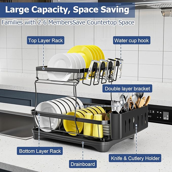 Dish Drying Rack 2-Tier Dish Racks - Image 3