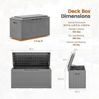 Greesum 100 Gallon Resin Deck Box Large Outdoor Storage with Cushions for Patio Furniture, Garden Tools, Pool Supplies, Weatherproof and UV Resistant, Lockable,Gray - Image 3