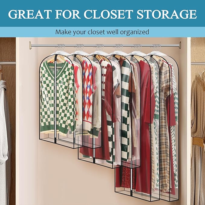 50" All Clear Garment Bags for Hanging Clothes, Plastic Garment Covers - Image 7